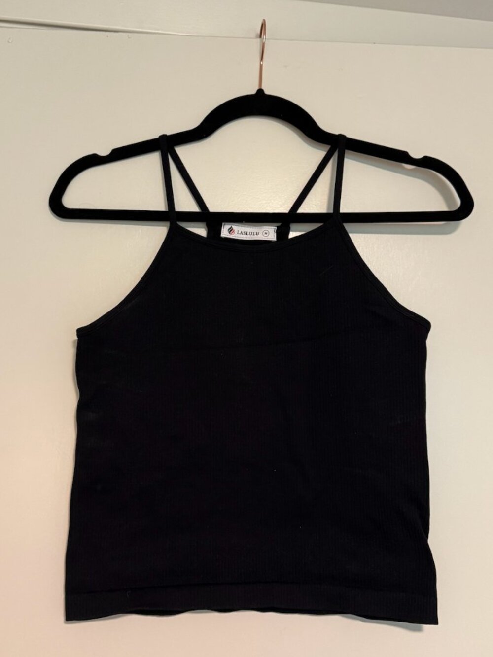 Halter Neck Ribbed Workout Top - Picture 2 of 4